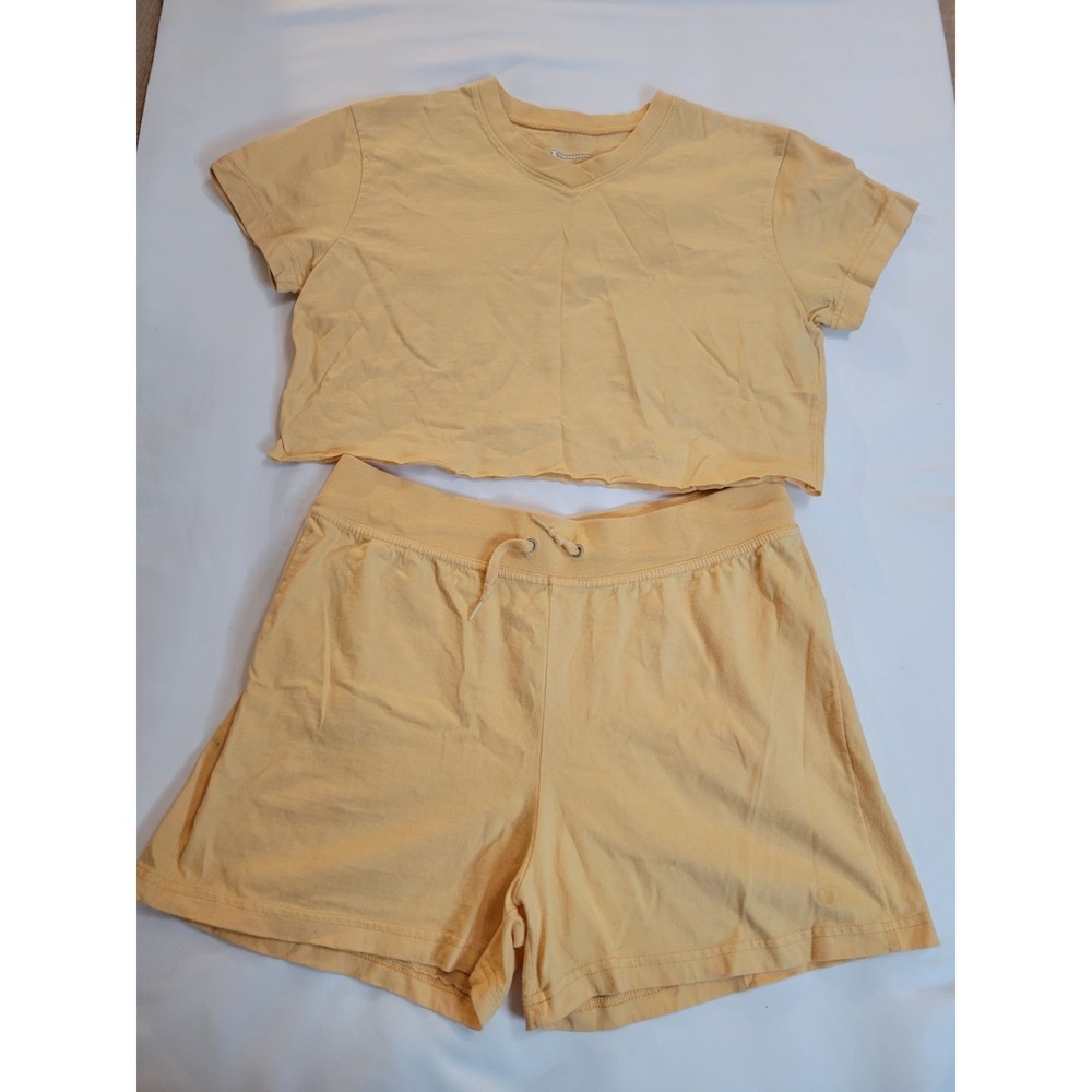 Champion Women's Shorts Set Cropped Top & Drawstring Shorts Athleisure Sz M